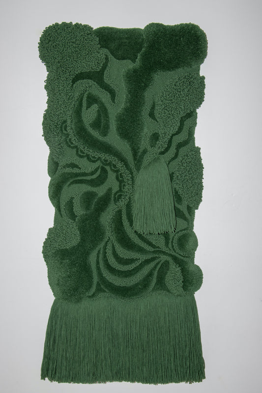 Kohtaaminen (2025), Metsänvihreä, 75cm x 165cm